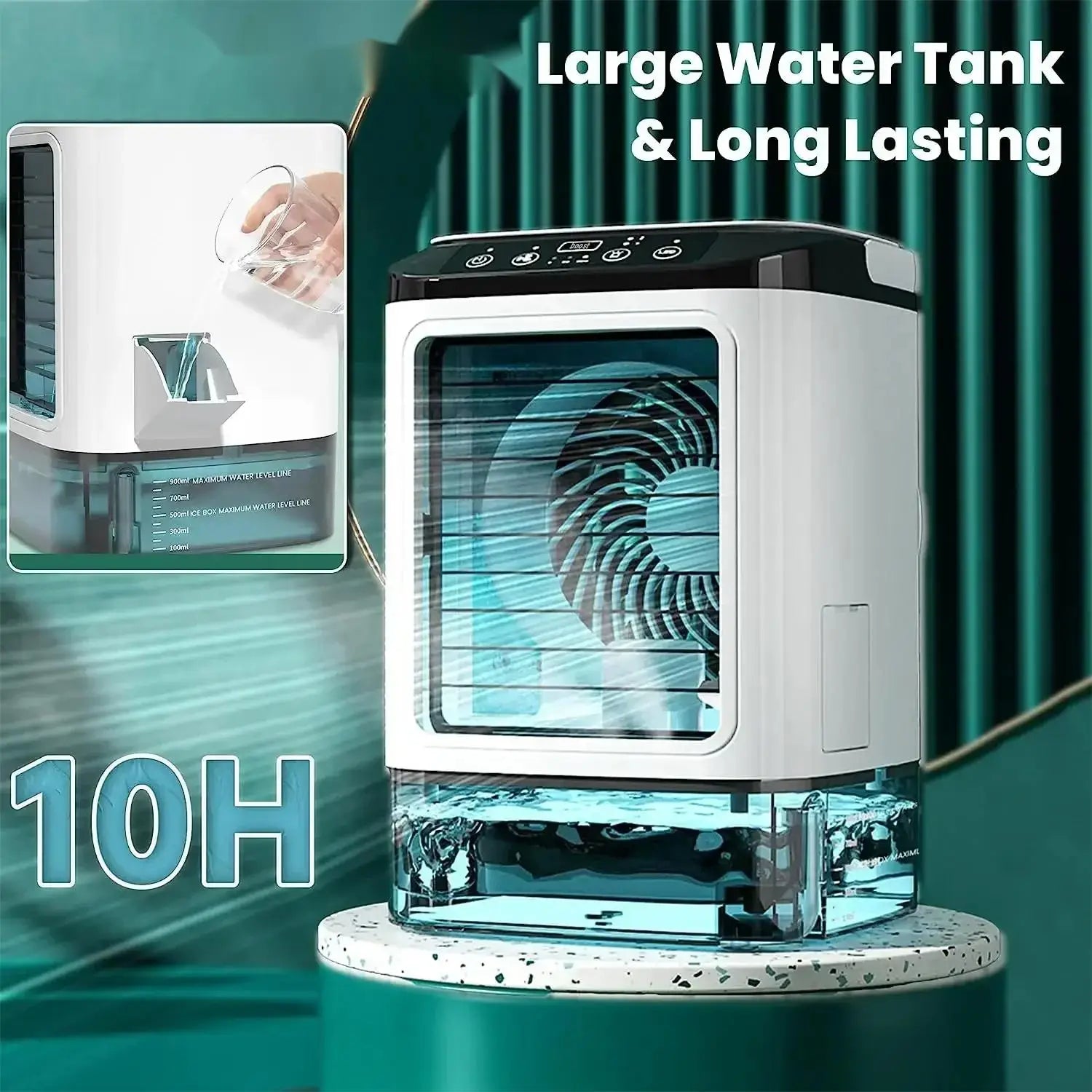 Air Conditioner Portable Fan Desktop Dual Spray Ultrasonic Atomization 3-Speed Mute Air Cooler Night Light Electric Fan for Home.