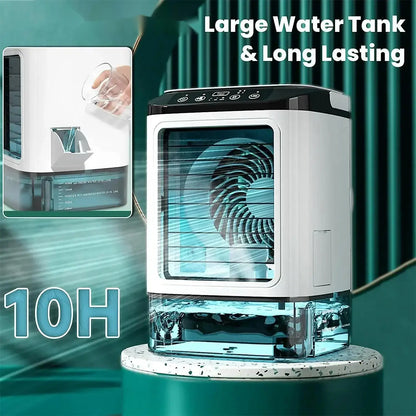 Air Conditioner Portable Fan Desktop Dual Spray Ultrasonic Atomization 3-Speed Mute Air Cooler Night Light Electric Fan for Home.