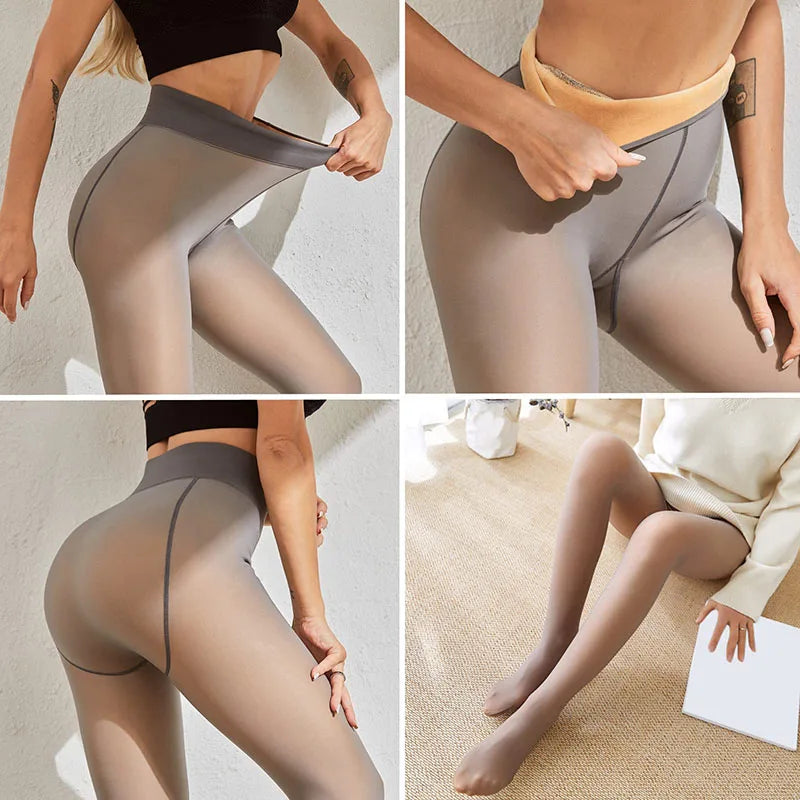 Winter Warm Leggings Sexy Slim Translucent Pantyhose Nylon Tights High Waist Elastic Thick Wool Sock Pants Women Thermal Legging