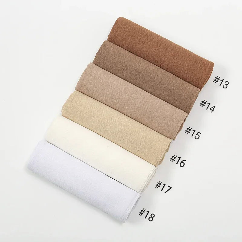 New Crinkle Rayon Hijab Muslim Scarf Women Solid Shawl Big Size Headscarf Islamic Turban Plain Foulard Headband Wrap.