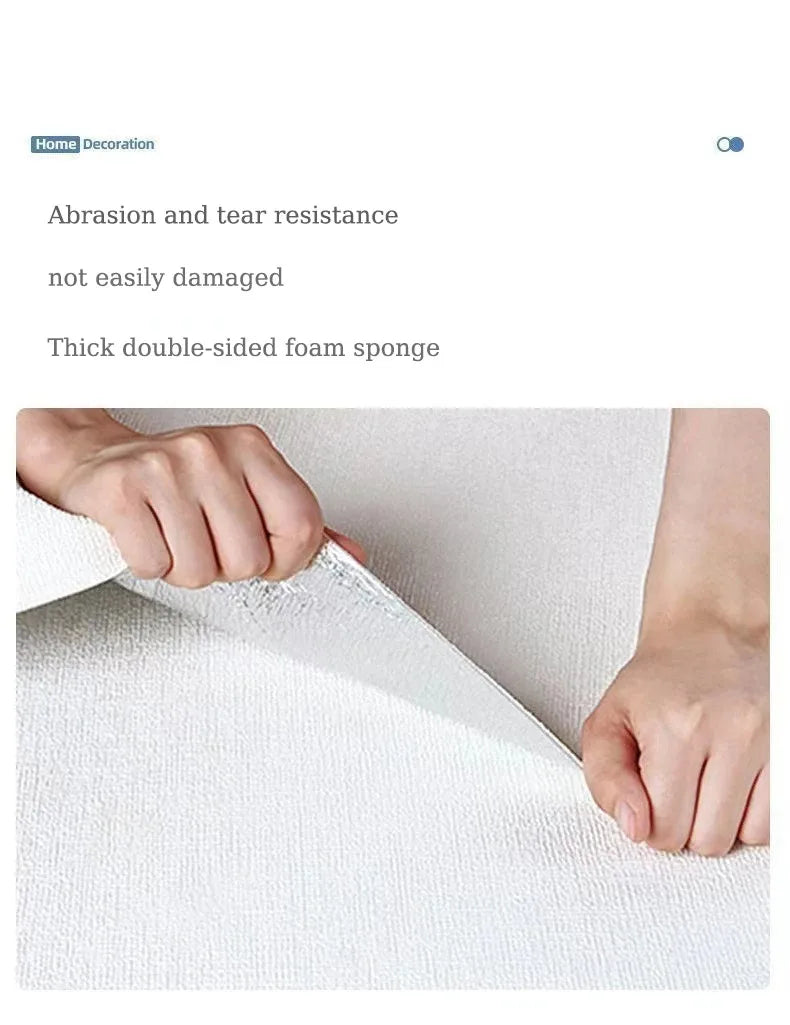 50 cm x 10 m Leinen, 3D-Schaum, selbstklebend, PVC, einfarbig, verdickt, wasserdicht, Hintergrundkunst, Wandrenovierung, Tapete, Wandaufkleber