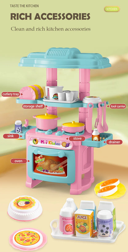 Kitchen Playset Toys, 2 Color Random Play Food Set Accessories Play Sink & Oven, Toddler Kitchen Mini Cutting for Boys and Girls.