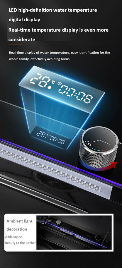 Whale style kitchen sink digital display flying rain waterfall stainless steel dishwashing pool vegetable washing basin multifun