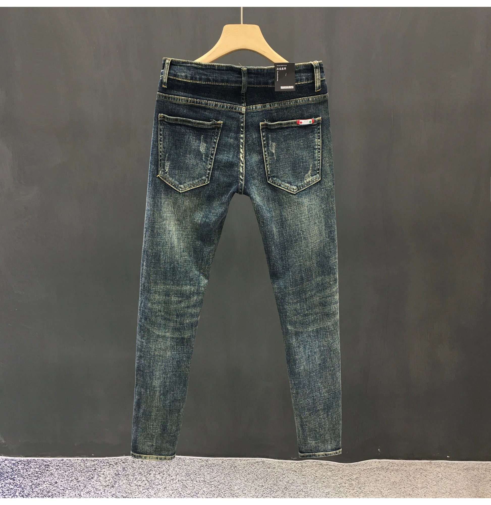 Y2k  Men Fashion Stylish Brand Denim Pants High Quality Designer Slim Fit All-match Trousers Casual Stretch Pencil Cropped Jeans.