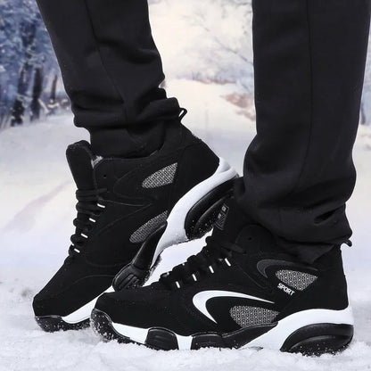 Winter Warm Couple Casual Sneakers Fashion Leather Outdoor Sport Running Tenis Men Non-slip Big Size 48 Trainer Men’s Snow Shoes