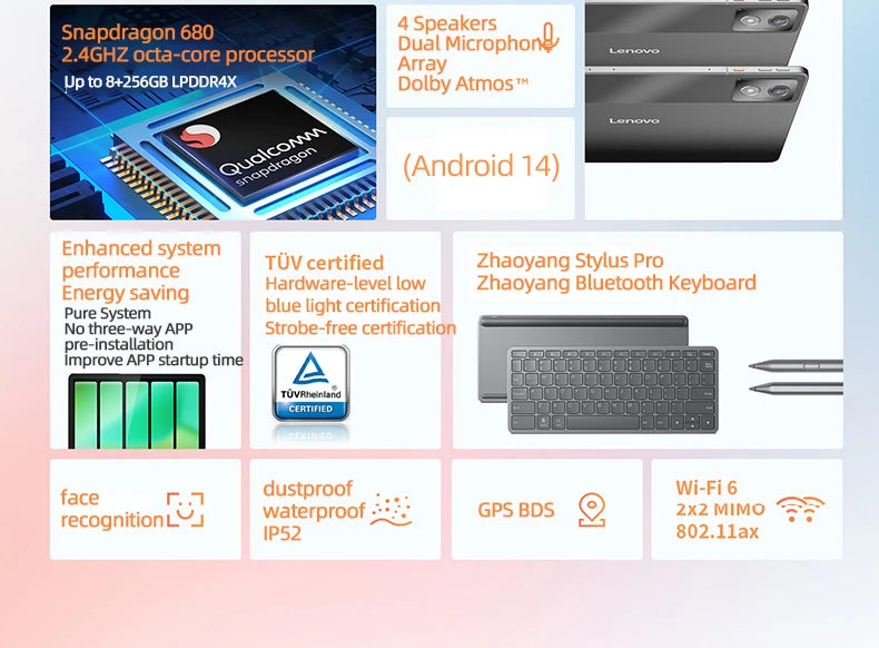 Lenovo Zhaoyang K11 TB352FC Y700 Tablet Global Version 6G+128G WIFI Version Tablet 8600mAh 11.5'' 90Hz 400nits Tablet.