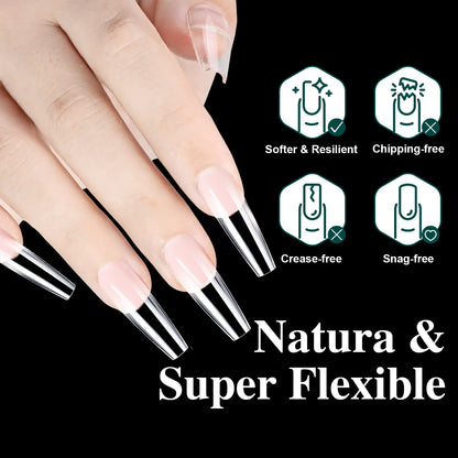 16 Sizes Curved Arch Full Cover False Nail Tips Soft Gel Press on French Almond Capsules Coffin Artificial Fake Nails Extension.