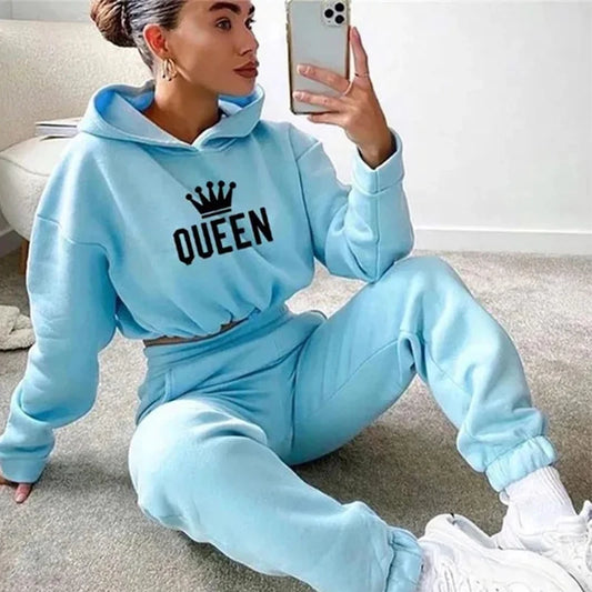2025 herbst Winter Frauen Sweatshirt Set Einfarbig Casual Einfache Mit Kapuze 2-teiliges Outfit Set Mode Gym Jogging Frau Hose Sets