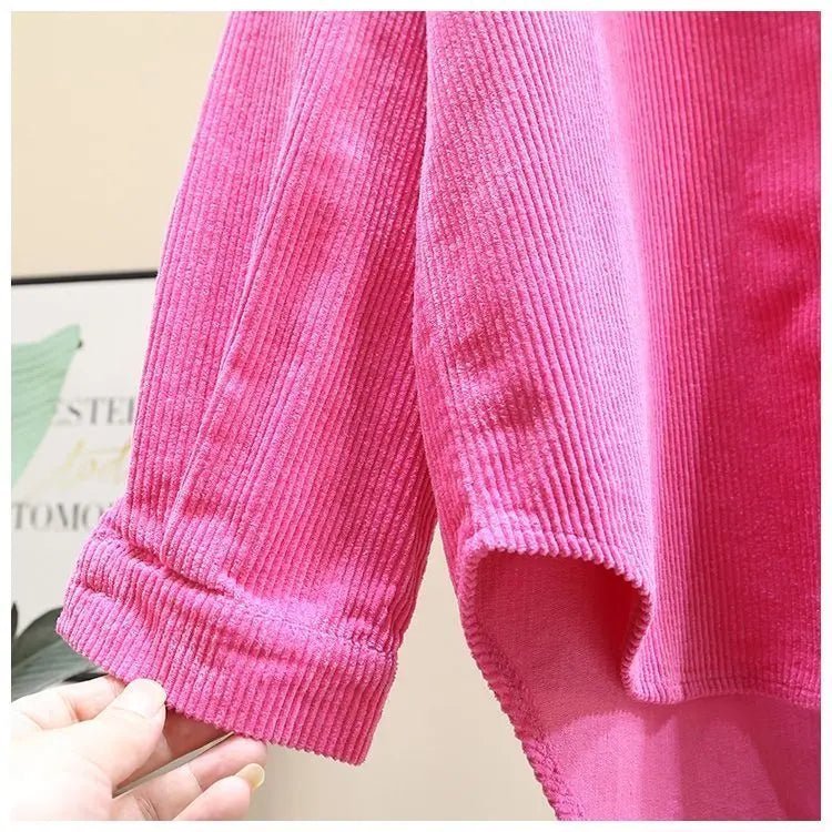 2023 frühling Herbst Cord Langarm-shirt für Frauen Koreanische Ausgabe Casual Mode Medium länge Shirts Weibliche Outwear Tops.