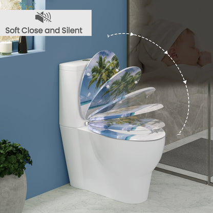 O-förmiger Toilettensitz, verstellbare Scharniere, Toilettendeckel mit Motiv, Soft-Close-Mechanismus für Badezimmer
