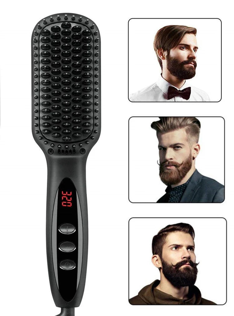 3 in 1 Electric Straightener Beard Straightener Hair Straightener With Teeth Curly Beards Magic Brush Comb For Man and Women.