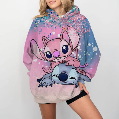 Disney Stitch Print Cartoon Kapuzenpullover Jacke Kleidung Hoodie Oversize Design Gefühl locker und bequem.