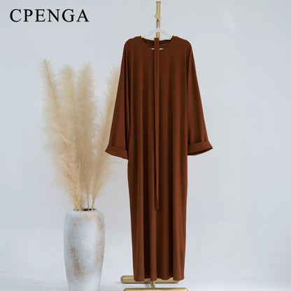 2023 Autumn Winter Knitted Dress Muslim Women Abaya Female Arabic Turkey Modest Dresses New Warm Long Robe Islam Clothing