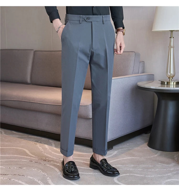 Men Suit Pants 2025 Elastic Slim Fit Formal Dress Pants Solid Casual White Trousers Pantalon Homme Wedding Party Men Clothing