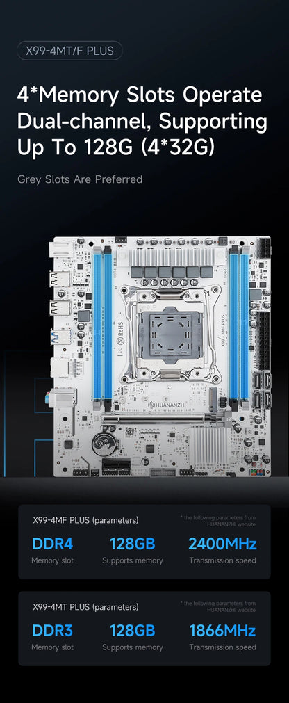 HUANANZHI X99 4MT plus LGA 2011-3 Xeon Motherboard - DDR3 Memory Support NVMe SATA for Gaming & Business Use with TPM2.0.
