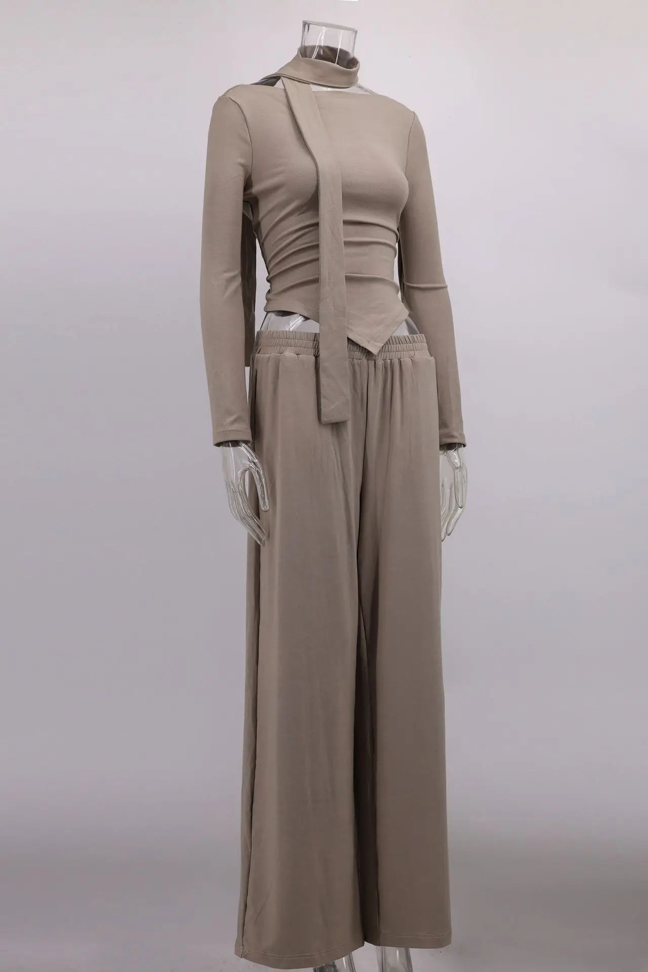 Autumn Winter Casual Pant Sets for Women Sexy Off The Shoulder Top and Long Pant Outfits Fashion Irregular Two Piece Set 2025.