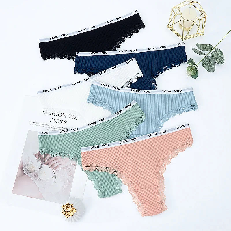 3Pcs/Lot Lace Thong Women's Tanga Low Waist Sexy Lingeries Cotton Panties Laides T Back Pants Girls Underwear Female Underpants.