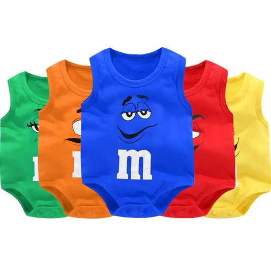 0-24M Neugeborenen Baby Baumwolle Body für Jungen und Mädchen Brief Drucken Lustige M Ärmellose Baby Strampler Sommer weiche Kleinkind Onesie