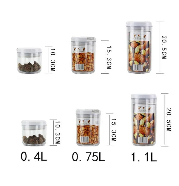 Air-Tight Food Storage Container for Cereals Easy Lock Sealed Jar Plastic Transparent Milk Powder Grains Candy Kitchen Organizer.