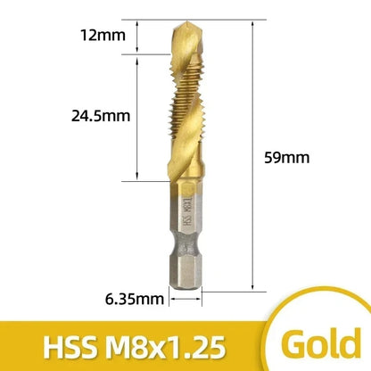 6 stücke Tap Titan Überzogene Sechskantschaft Bohrer Bits HSS Schraube Gewinde Metrische Taping Schraube Maschine Verbindung Werkzeug M3-M10 hand Werkzeuge