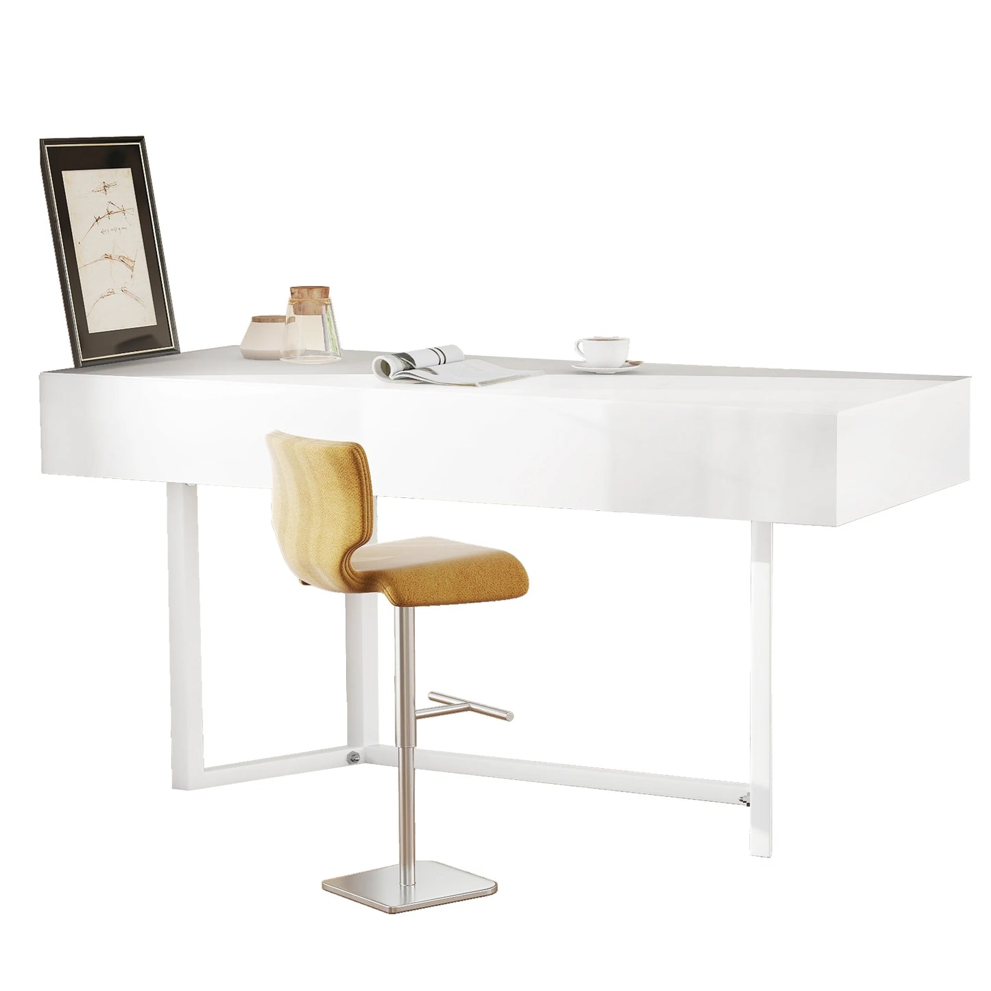 Klappbarer Schreibtisch 120×55cm – Multifunktional, faltbar, mit europäischen Steckdosen, Muschel-Design zum Verstecken des Unordnunges auf dem Schreibtisch – Geeignet