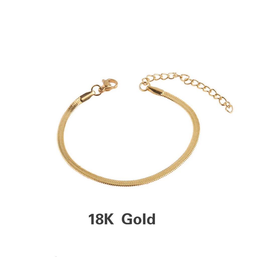Stainless Steel 16/18cm Classic Snake Gold Color Width 2.5/3/4MM Chain Bracelet For Women Mariasz Minimalist Jewelry Gift.