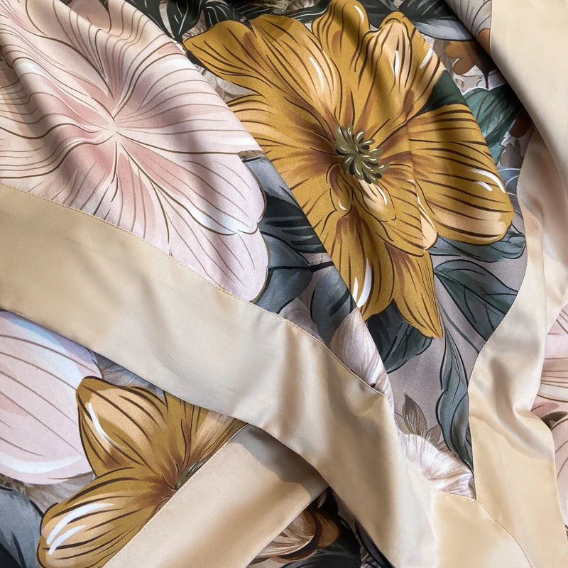 Floral Print 600TC Egyptian Cotton Bedding Queen King Comforter Cover Soft Duvet Cover Set Flat/Fitted Bed Sheet Pillowcases