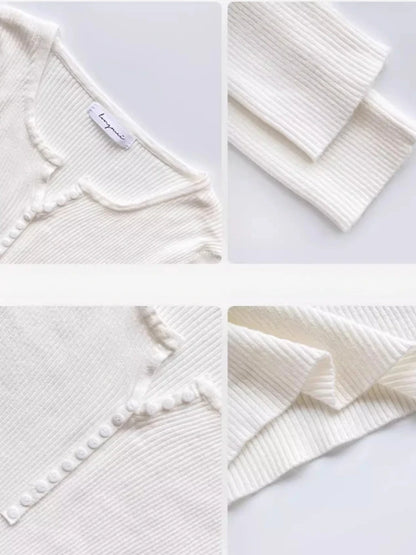 2025 frauen Solide Strick Pullover Herbst Winter Pullover V-ausschnitt Taste Langarm Schlank Pullover Koreanische Casual Basis Schicht Y2k