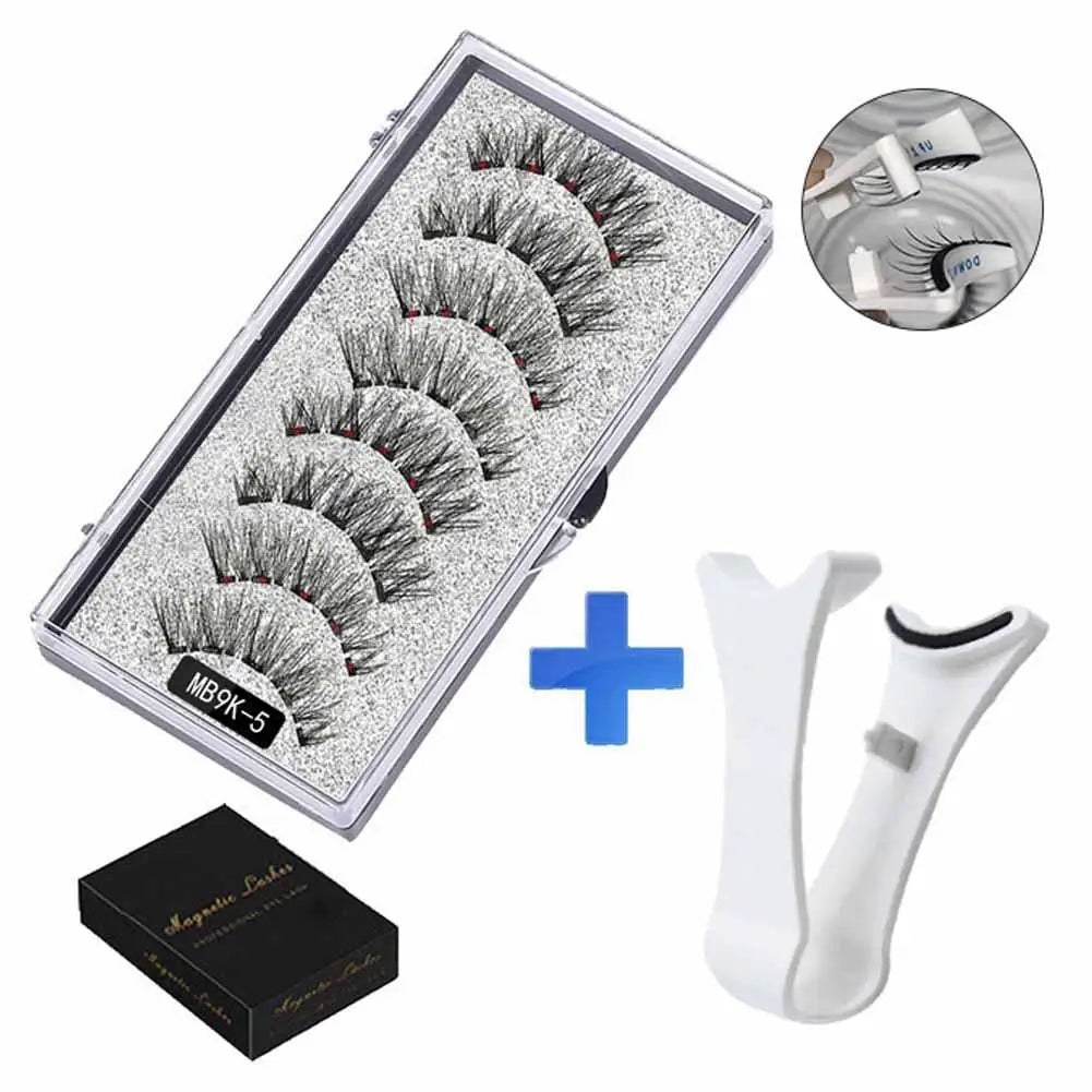 3D Natural Magnetic Eyelashes,With 5 Magnetic Lashes Shipping Box Eyelashes Handmade False Gift Reusable Support Drop Magne T6N2.