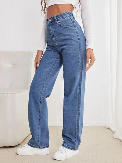 Women's jeans loose slimming European and American all-match slimming straight pants.