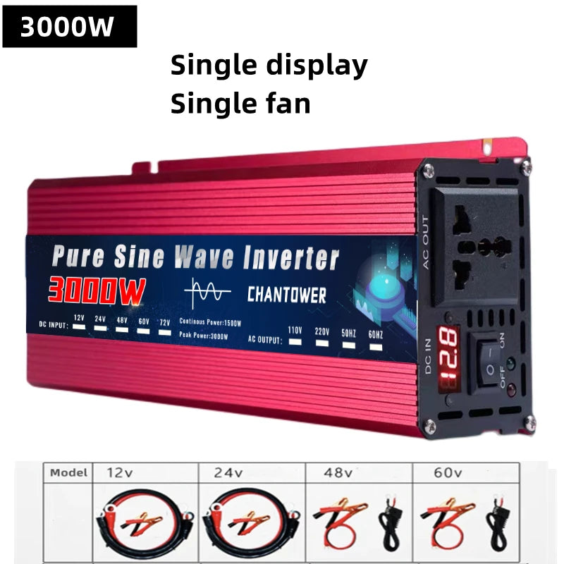 Pure Sine Wave Inverter 12V 220V 24V 110V 1000W 2000W 3000W 4000W 5000W DC To AC Portable Power Converter Car Solar Inverter