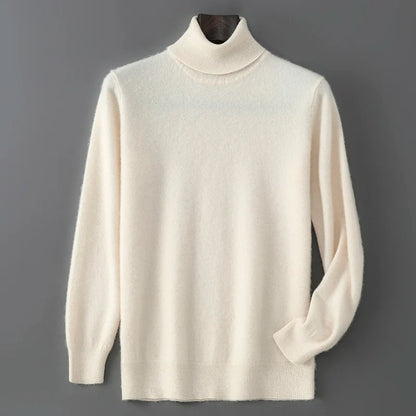 2025 Autumn/Winter High Collar Men's 100% Pure Wool Stylish Youth Loose Knitted Outerwear Flip Collar Casual Base Men's Sweaters