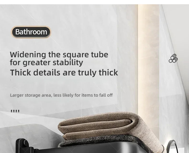 Beliebter Stil, 40/50 cm, selbstklebende Wandhalterung für Badezimmer, wasserdicht und rostfrei, Aufbewahrungsregal mit Haken, Handtuchhalter