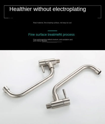 Kitchen Faucet Stainless Steel Wall mounted Single Cold Water Faucet Lower Curve Faucet Wall Sink Water Tap Premium Quality