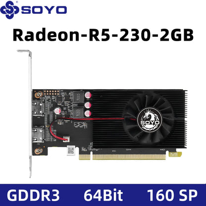 SOYO Graphics Cards R5 230 2G DDR3 64bit HDMI*2 compatibility For Desktop Gaming Computer Components GPU Video Card.
