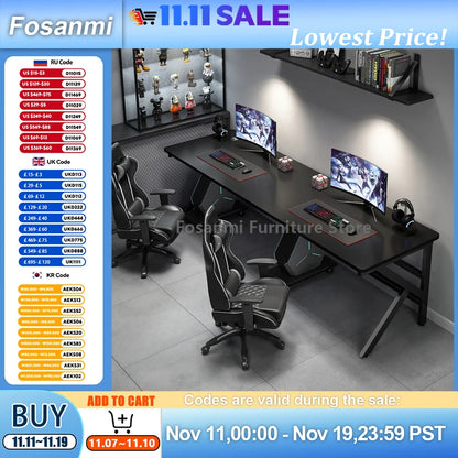 Großer 2-Personen-Gamer-PC-Schreibtisch mit K-förmigen Beinen, moderner Büro-Doppelcomputer-Schreibtische, geräumiger langer Gaming-Tisch für Zuhause und Arbeitszimmer für zwei Personen