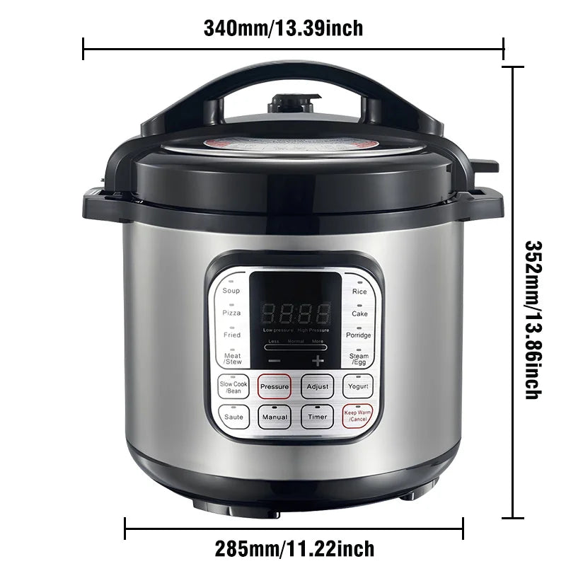 6L Multifunction Electric Pressure Cookers Soup Porridge Heating Meal Heater Kitchen Stainless Steel Multicooker Rice Cooker.