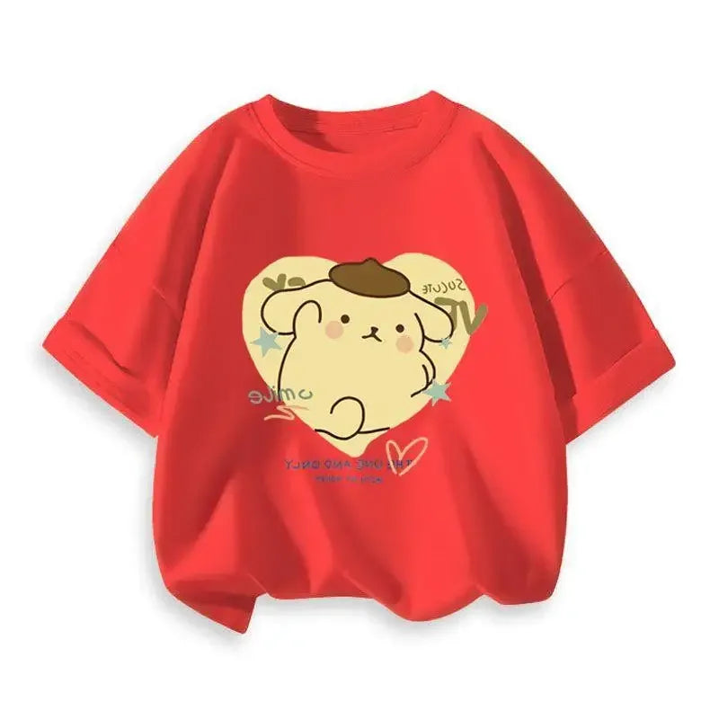 2024 New Summer COTTON T shirt Girls Boys Cinnamoroll T shirt Cartoon Print Kids T-Shirts Children Girls Tops Clothes.