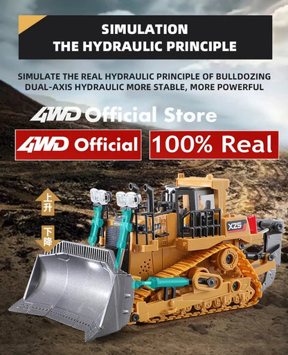 4WD Remote Control Excavator Toy Radio Controlled RC Dump Truck Vehicle Crawler Bulldozer Construction Car Gifts for Kids Boys.