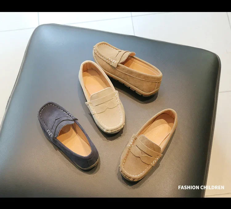 Boy Leather Shoe Fashion Solid Color Versatile Kids School Causal Single Shoes Breathable Non-slip Children Slip-on Flat Loafers.