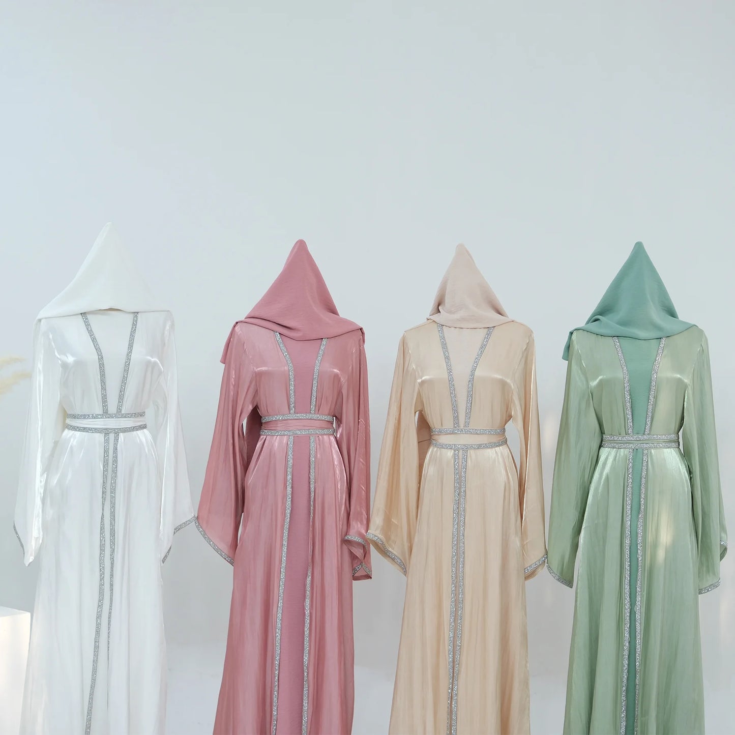 Muslim Abaya for Women Eid Dress 2 Piece Set Diamond Morocco Ramadan Lace-up Abayas Kaftan Islam Cardigan Dubai Arab Long Robe