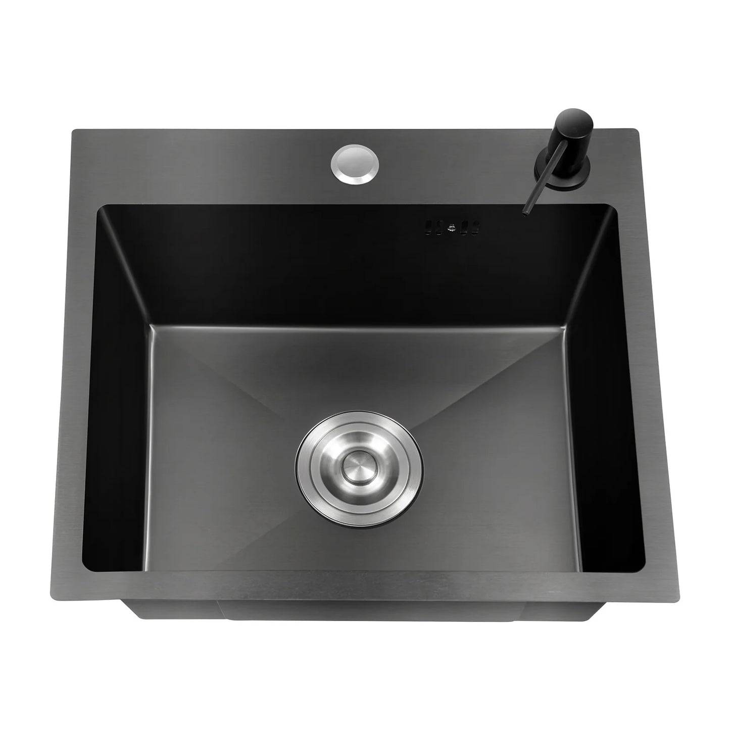 45 x 40 x 20 cm, Küchenspüle aus Edelstahl, Einzelschüssel-Spüle mit Sieb, Abflussrohr, Abflusskorb, für Küchenrestaurant, Schwarz