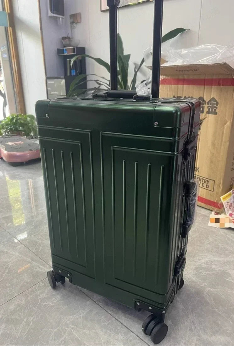 Trolley Box Rollgepäck Silber Koffer mit hoher Kapazität Koffer aus Aluminium-Magnesium-Legierung Universalrad