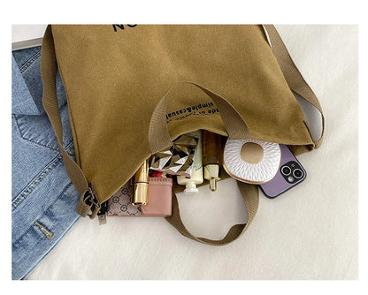 Japanese Canvas Men's and Women's Simple Cross-body Bag Wash Canvas Thick Handbag Large Capacity Arts Students Package Satchel.