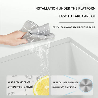 White Stainless Steel Kitchen Sink with Digital Display Multifunction Waterfall Faucet large Wash Basin for Kitchen Accessories