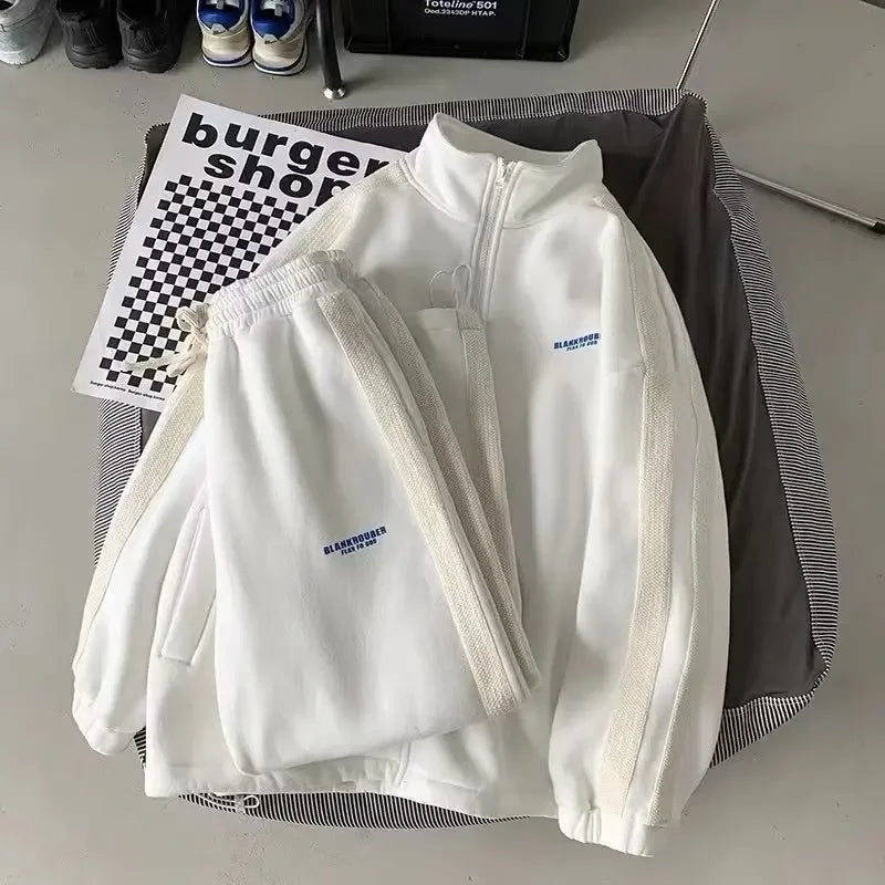 Casual Sporty Men's Hoodie Pants Set Hong Kong Style Long Sleeve Autumn Winter Loose Trendy Student Wear AE Origin China.