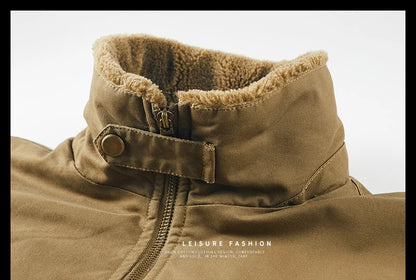 Winter Tactical Jacket Outdoor Men Fleece Sports Running Warm Coat Solid Color Stand Collar Breathable Comfortable Pilot Jacket