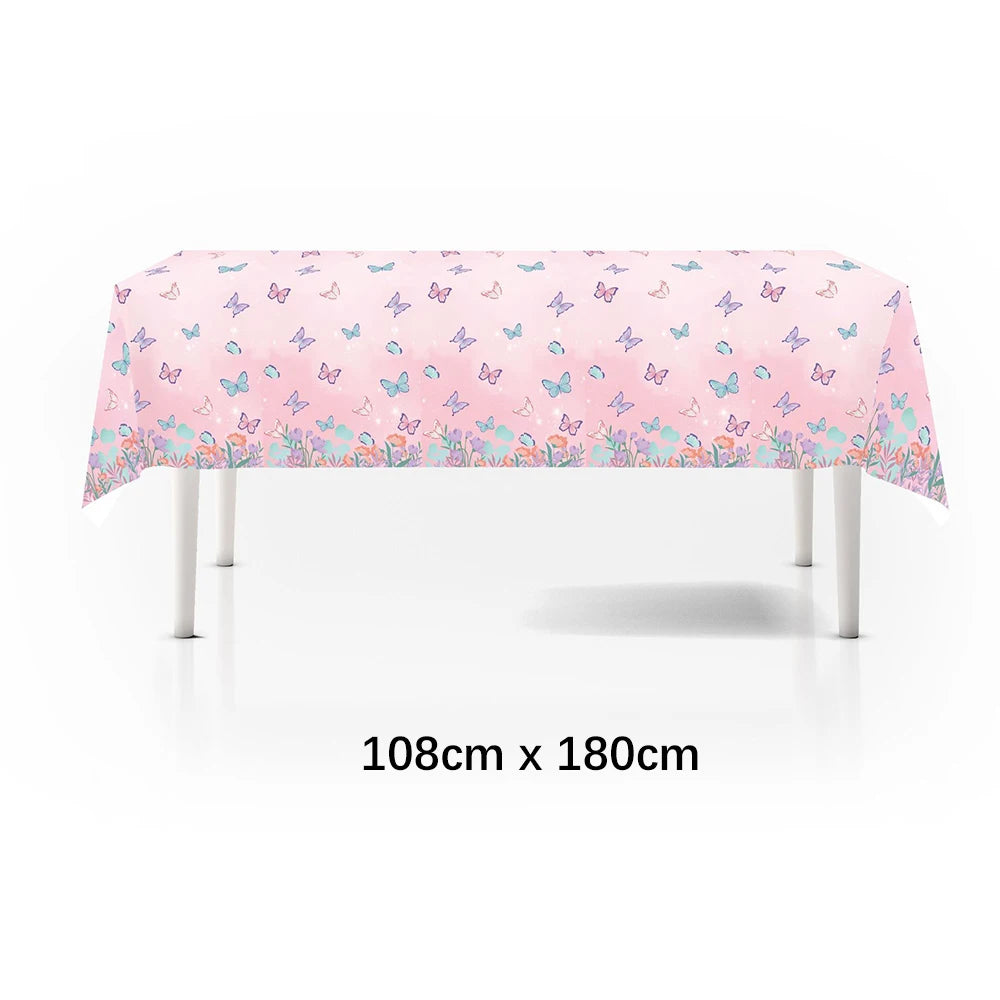 Schmetterling Mädchen Geburtstag Party Einweggeschirr Fee Rosa Pappteller Tassen Serviette Tischdecke Geburtstag Party Dekorationen.