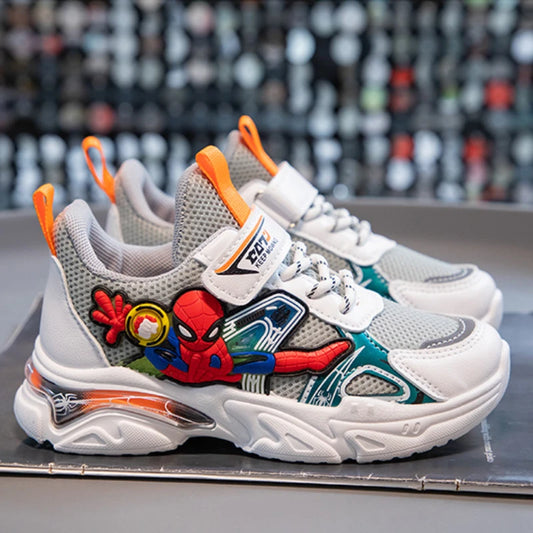 Disney Children's Casual Shoes Sneakers Boys' Cartoon Children's Mesh Breathable Sport Running Gray Black Shoes Size 21-38.