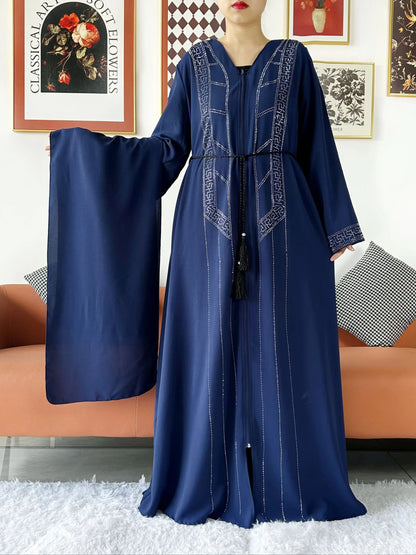 Laxury Design New Women Elegant Dress Chiffon Open Abaya Muslim Women Dress Islamic Clothing Cardigan Abaya Women Muslim Dress